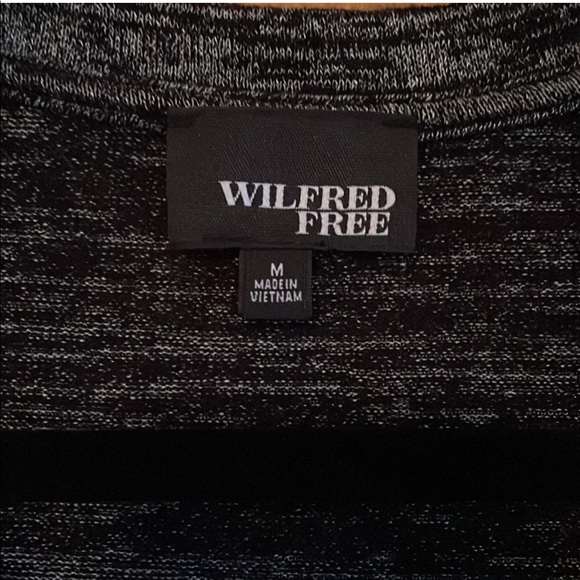 Wilfred Aritzia Grey Black V neck Long Sleeve Stretch Dress, Scoop hem size M - Picture 3 of 3